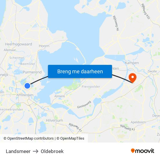 Landsmeer to Oldebroek map