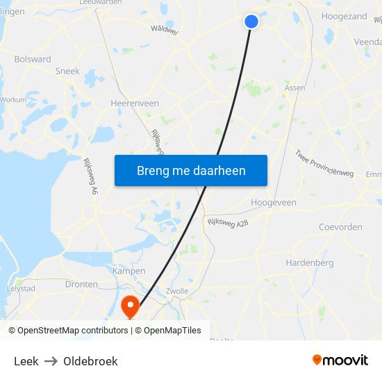 Leek to Oldebroek map