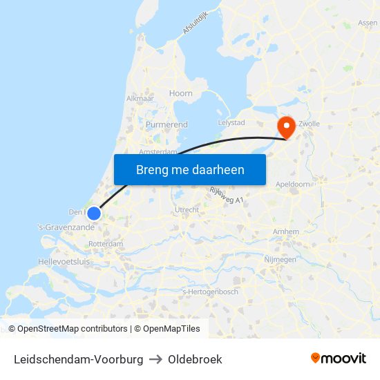 Leidschendam-Voorburg to Oldebroek map