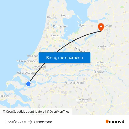 Oostflakkee to Oldebroek map