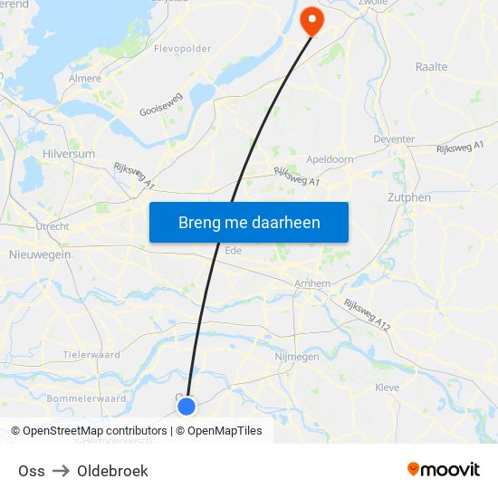 Oss to Oldebroek map