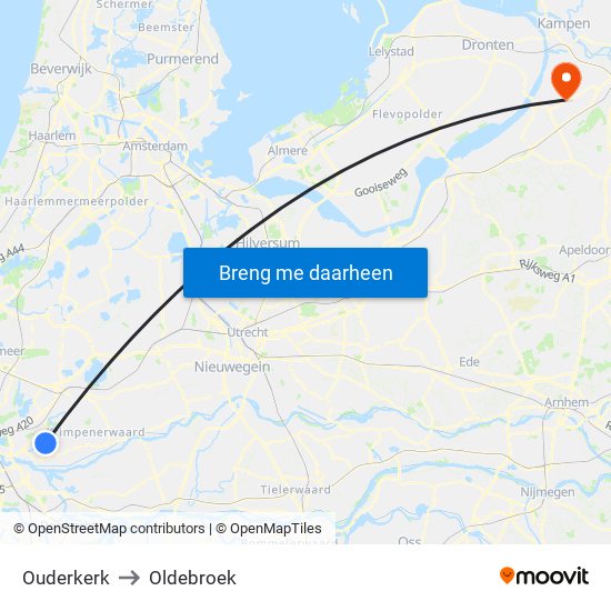 Ouderkerk to Oldebroek map