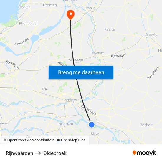 Rijnwaarden to Oldebroek map
