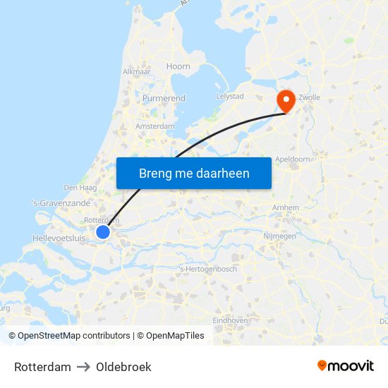 Rotterdam to Oldebroek map