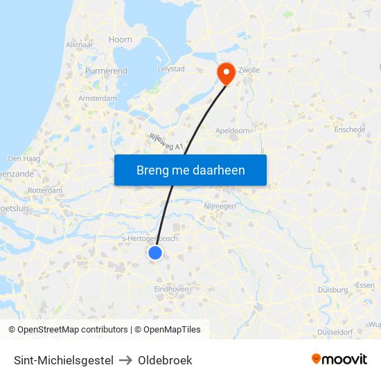 Sint-Michielsgestel to Oldebroek map