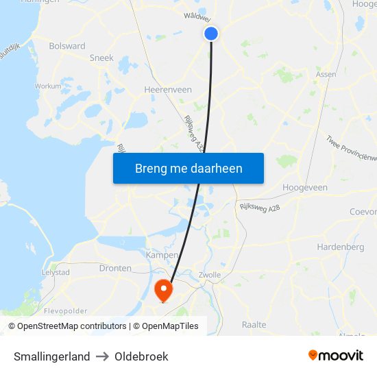 Smallingerland to Oldebroek map