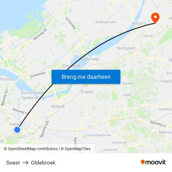 Soest to Oldebroek map