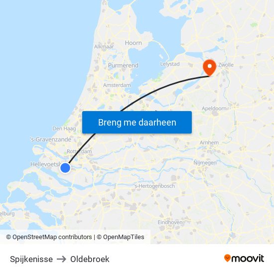 Spijkenisse to Oldebroek map