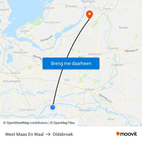 West Maas En Waal to Oldebroek map