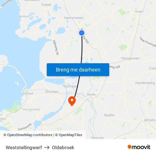 Weststellingwerf to Oldebroek map