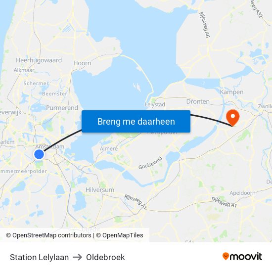 Station Lelylaan to Oldebroek map