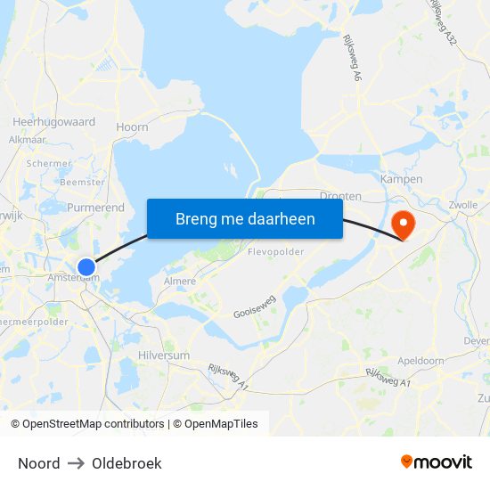 Noord to Oldebroek map