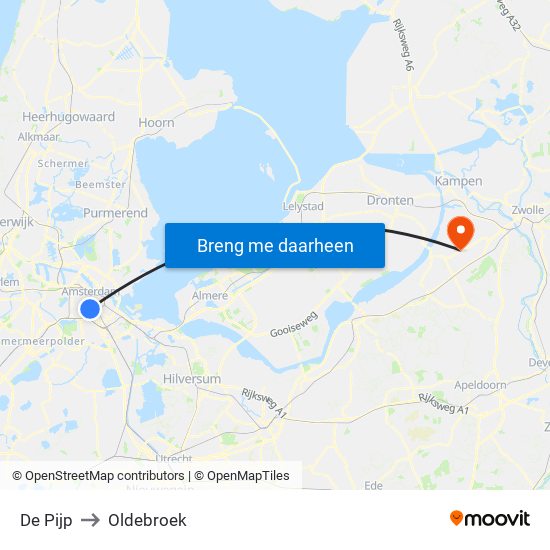De Pijp to Oldebroek map