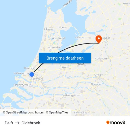 Delft to Oldebroek map