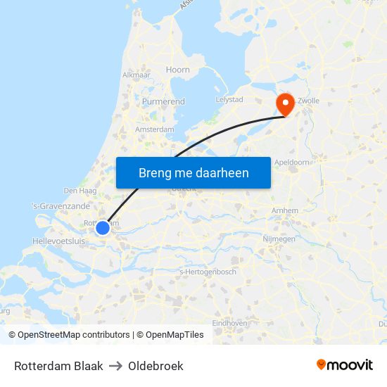 Rotterdam Blaak to Oldebroek map