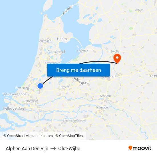 Alphen Aan Den Rijn to Olst-Wijhe map