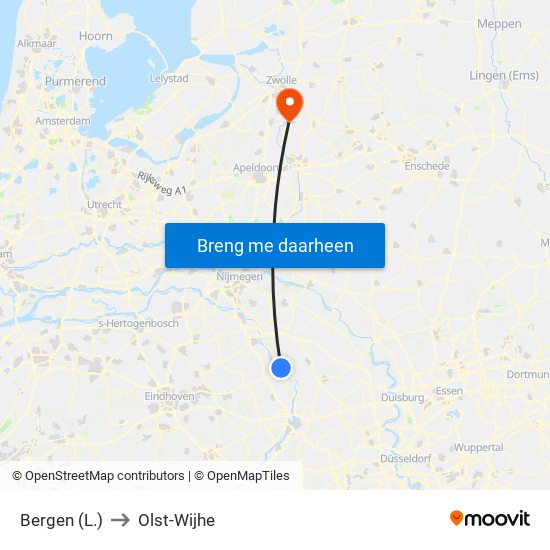 Bergen (L.) to Olst-Wijhe map