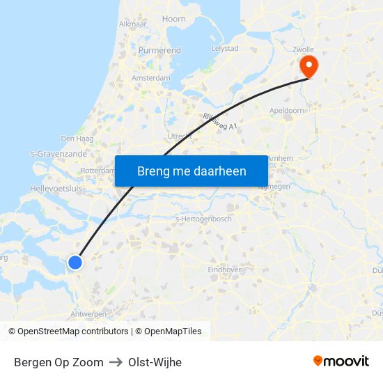 Bergen Op Zoom to Olst-Wijhe map