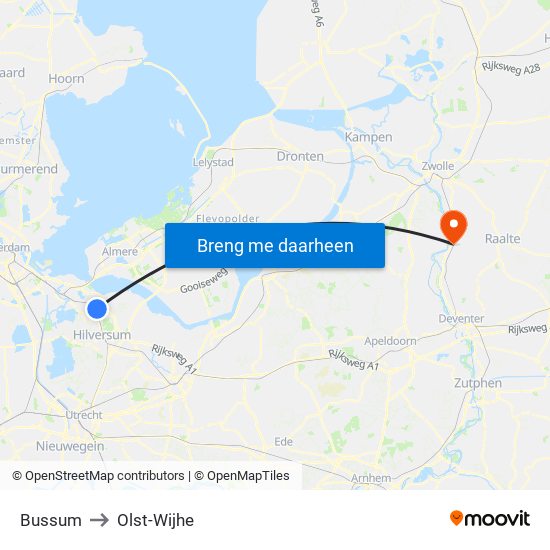 Bussum to Olst-Wijhe map