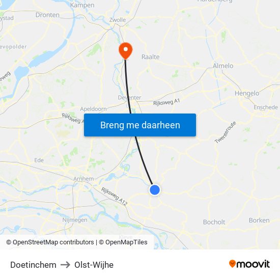 Doetinchem to Olst-Wijhe map