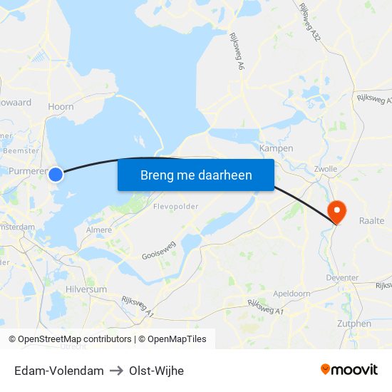 Edam-Volendam to Olst-Wijhe map