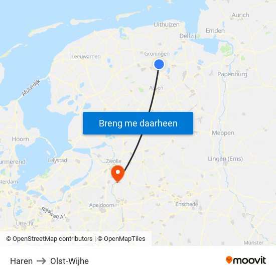 Haren to Olst-Wijhe map