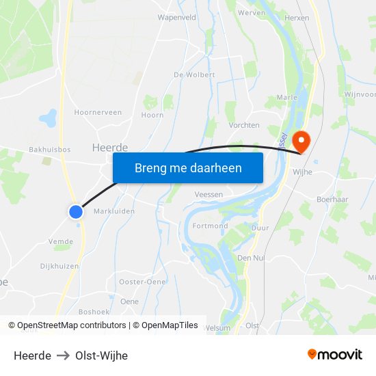 Heerde to Olst-Wijhe map