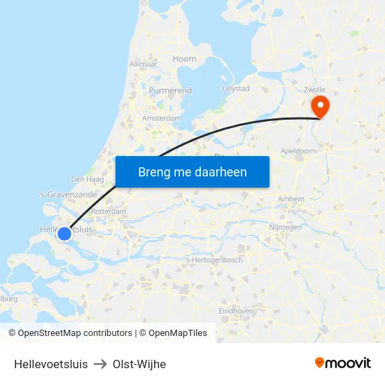 Hellevoetsluis to Olst-Wijhe map