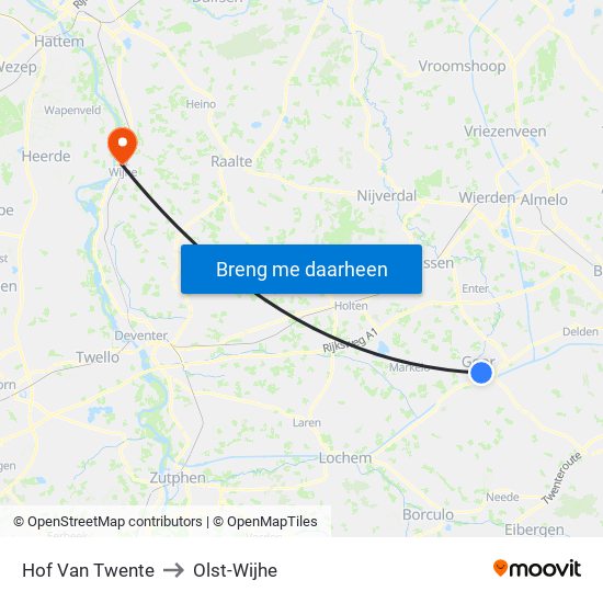 Hof Van Twente to Olst-Wijhe map