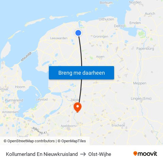 Kollumerland En Nieuwkruisland to Olst-Wijhe map