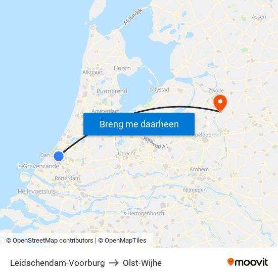 Leidschendam-Voorburg to Olst-Wijhe map