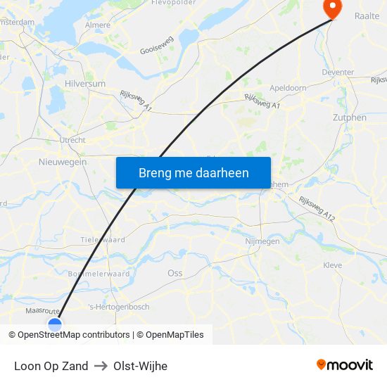 Loon Op Zand to Olst-Wijhe map