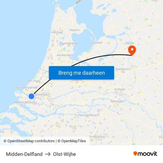 Midden-Delfland to Olst-Wijhe map