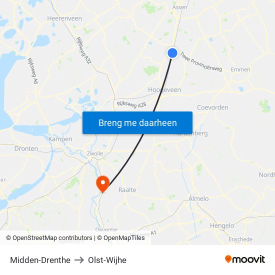 Midden-Drenthe to Olst-Wijhe map