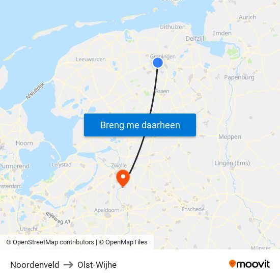 Noordenveld to Olst-Wijhe map