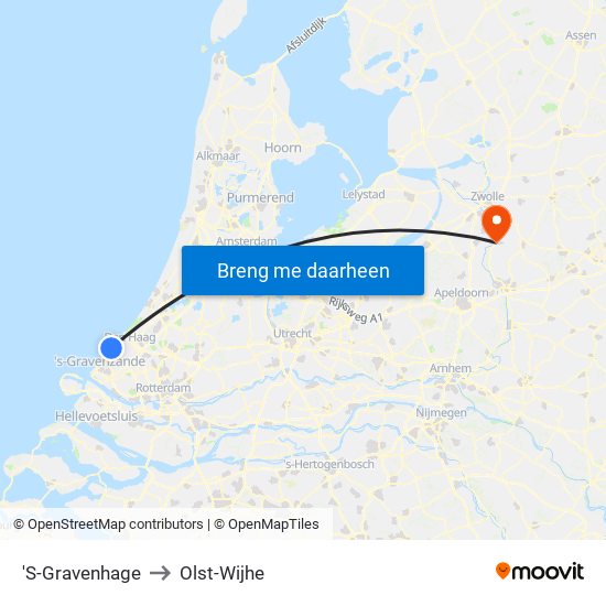 'S-Gravenhage to Olst-Wijhe map
