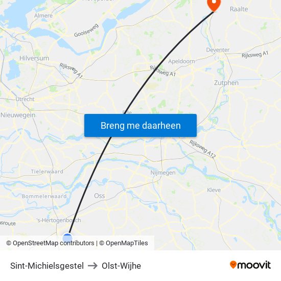 Sint-Michielsgestel to Olst-Wijhe map