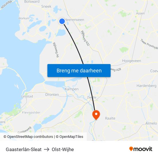 Gaasterlân-Sleat to Olst-Wijhe map