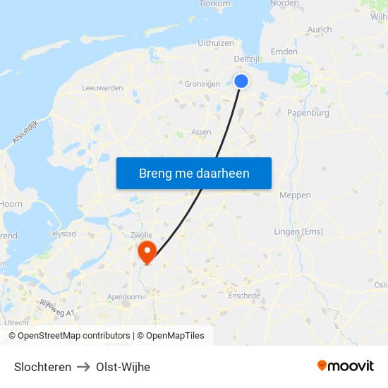 Slochteren to Olst-Wijhe map