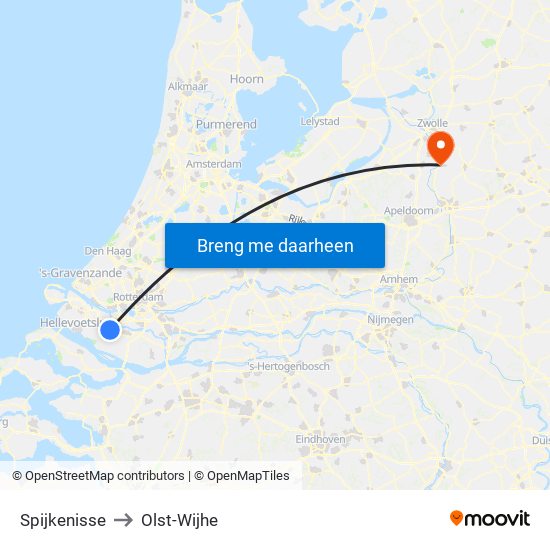 Spijkenisse to Olst-Wijhe map