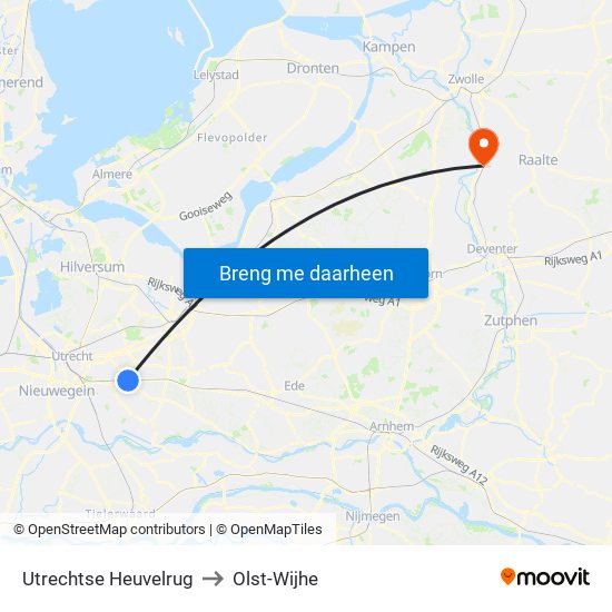 Utrechtse Heuvelrug to Olst-Wijhe map