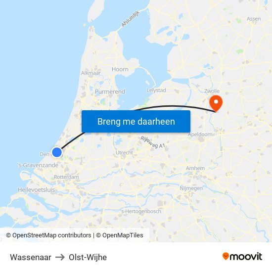 Wassenaar to Olst-Wijhe map