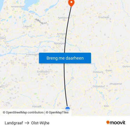 Landgraaf to Olst-Wijhe map