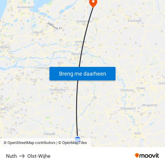 Nuth to Olst-Wijhe map