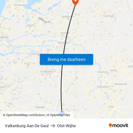 Valkenburg Aan De Geul to Olst-Wijhe map