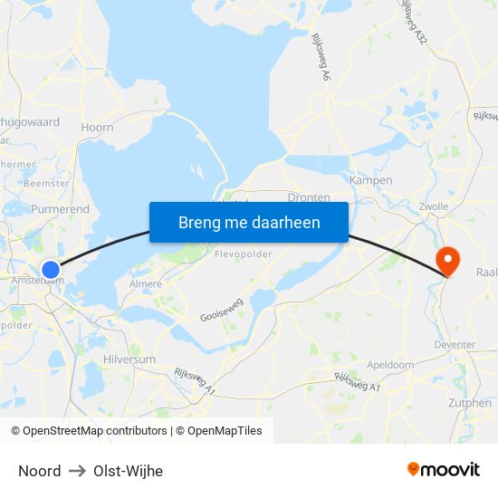 Noord to Olst-Wijhe map