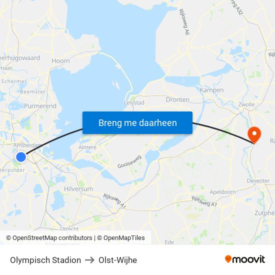 Olympisch Stadion to Olst-Wijhe map