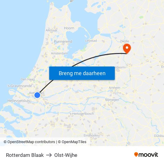 Rotterdam Blaak to Olst-Wijhe map