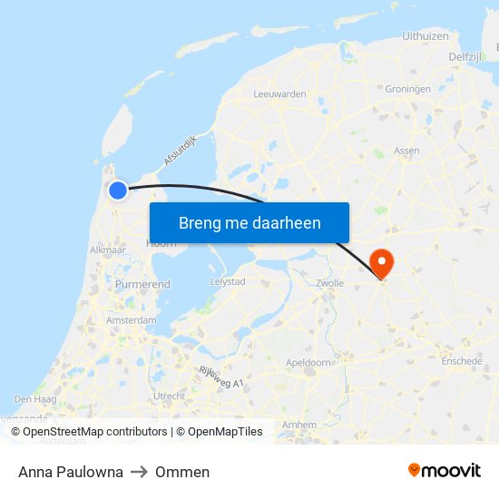 Anna Paulowna to Ommen map
