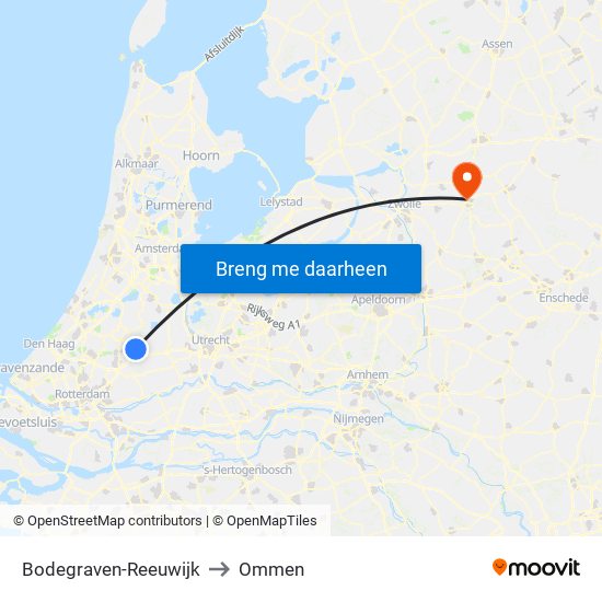 Bodegraven-Reeuwijk to Ommen map
